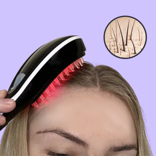 What are the benefits of Red and Blue LED for hair? Do massage therapy hair brushes help hair growth?